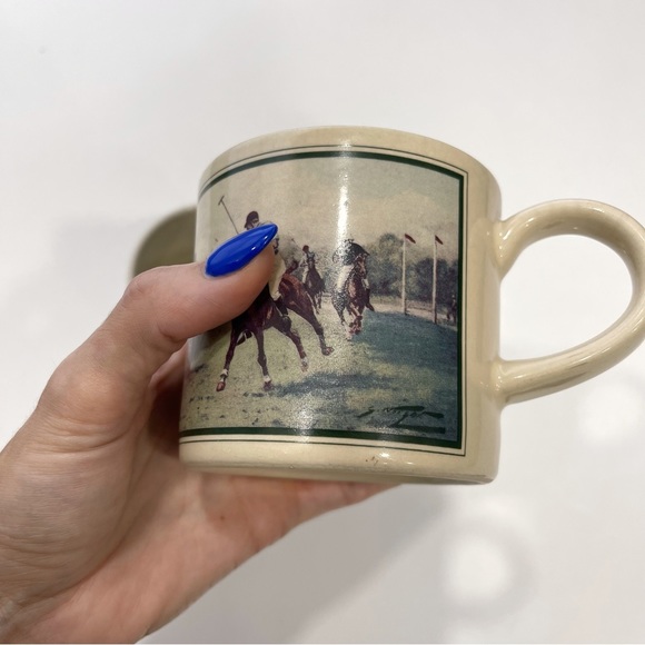 Vintage 1988 Set of 2 Polo Horse Stoneware Mugs Made in Japan - Picture 7 of 9